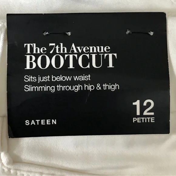 NWT NY & COMPANY 7th Avenue White Cotton Sateen Mid-Rise Bootcut Pants SIze 12P - Picture 8 of 10